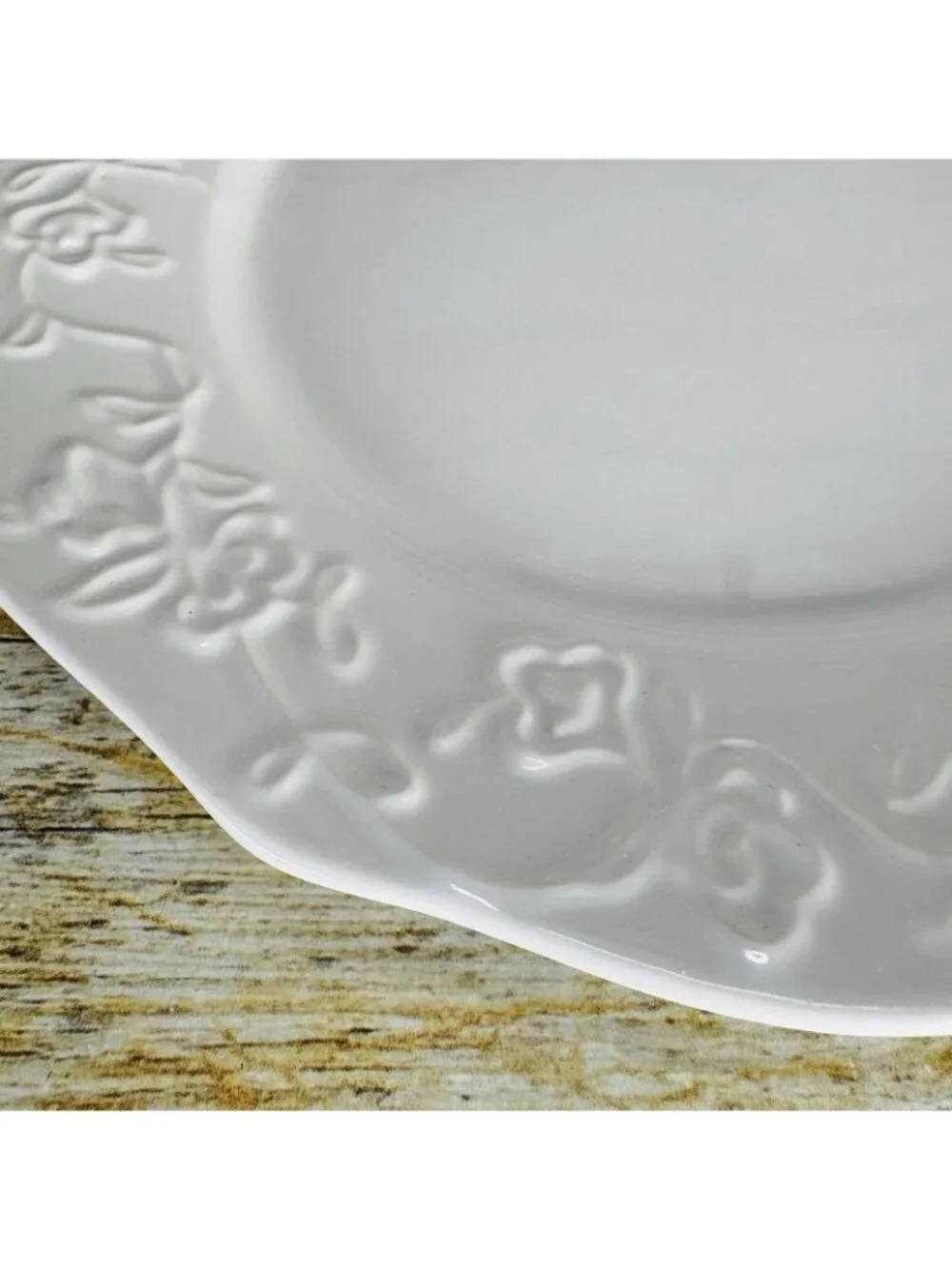Better Homes And Gardens SUMMERDALE ROSE WHITE Stoneware Dinner Plates Set of 4